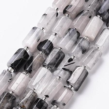 Natural Black Rutilated Quartz Beads Strands G-S345-8x11-010-1