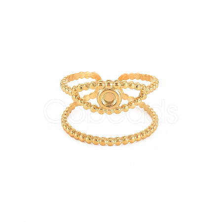 Ion Plating(IP) 304 Stainless Steel Open Pad Ring Cabochon Settings X-STAS-S119-157G-1