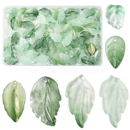 120Pcs 6 Styles Dyed & Heated Glass Pendants GLAA-FS0002-24-1