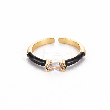 Brass Enamel Cuff Rings RJEW-T016-29B-NF-1