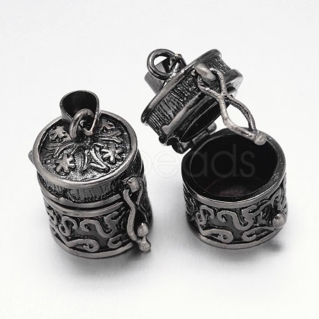 Carved Column Rack Plating Brass Prayer Box Pendants KK-L101-37B-1