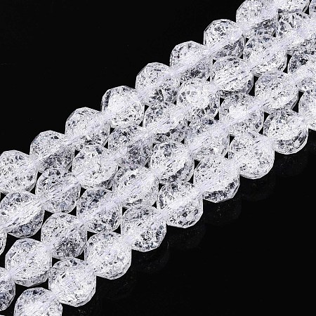 Transparent Crackle Glass Beads Strands GLAA-N053-8mm-11-1