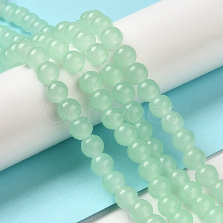 Baking Paint Imitation Jade Glass Round Bead Strands X-DGLA-Q021-8mm-22-1
