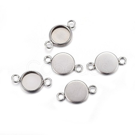 Non-Tarnish 304 Stainless Steel Cabochon Connector Settings X-STAS-F191-15P-A-1