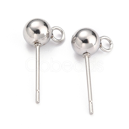 Non-Tarnish 304 Stainless Steel Ball Post Stud Earring Findings X-STAS-Z035-02P-E-1