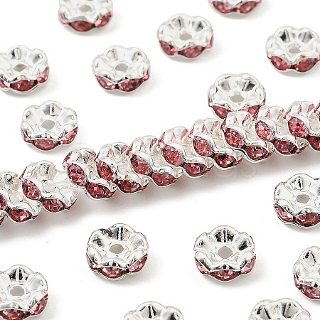 Brass Rhinestone Spacer Beads RB-A014-L8mm-27S-1