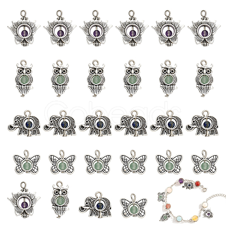 64Pcs 4 Styles Natural Mixed Stone Pendants FIND-CA0006-48-1