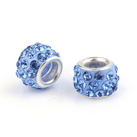 Polymer Clay Rhinestone European Beads X-CPDL-T001-22-1