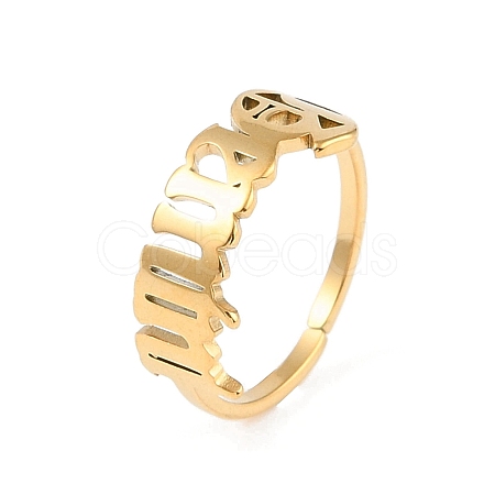 Ion Plating(IP) 304 Stainless Steel Constellation Open Cuff Ring for Women RJEW-C097-01G-10-1