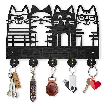 Wood & Iron Wall Mounted Hangers HJEW-WH0055-066-1