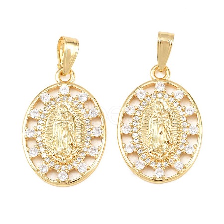 Brass Micro Pave Cubic Zirconia Pendants KK-C162-095G-1