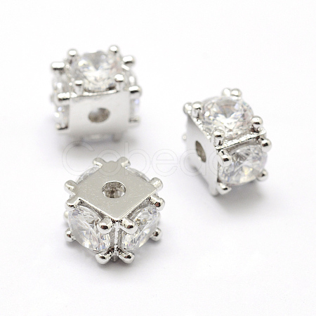 Brass Micro Pave Grade AAA Cubic Zirconia Beads KK-P126-02P-NR-1