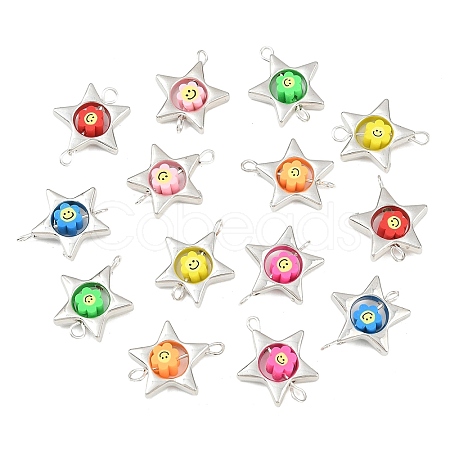 CCB Plastic Frame with Polymer Clay Beads Star Links Connector Charms KK-D103-09A-P-1
