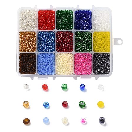 375G 15 Colors Glass Seed Beads SEED-JP0004-01-3mm-1