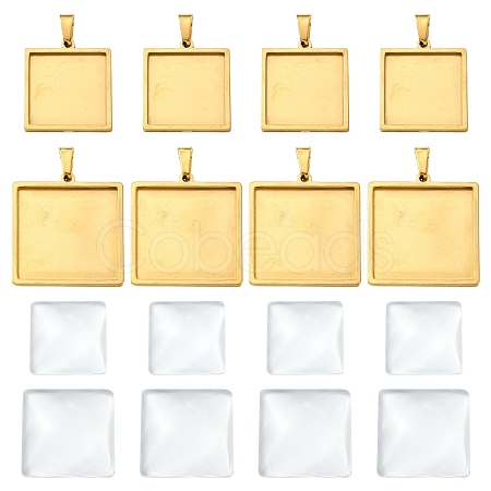 8Pcs 2 Styles 304 Stainless Steel Pendant Cabochon Settings STAS-YW0003-50-1