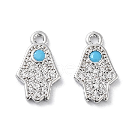Brass Micro Pave Clear Cubic Zirconia Charms KK-F871-47P-1