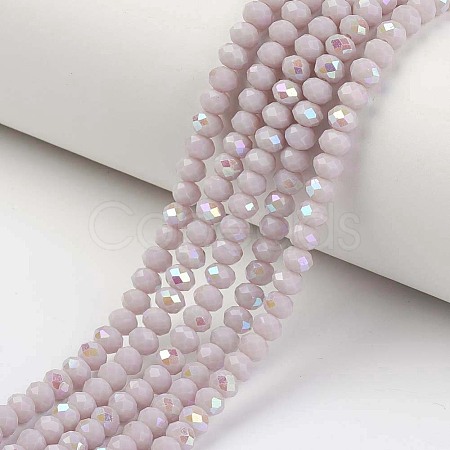 Electroplate Opaque Solid Color Glass Beads Strands EGLA-A034-P6mm-L08-1