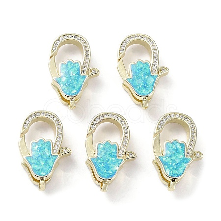 Rack Plating Brass Micro Pave Cubic Zirconia Lobster Claw Clasps KK-C041-03D-G-1