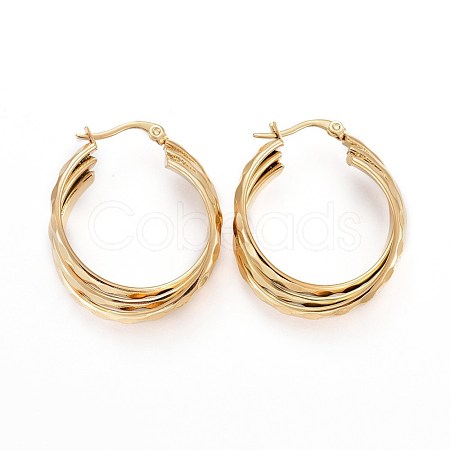 Ion Plating(IP) 304 Stainless Steel Triple Hoop Earrings EJEW-P176-02G-1