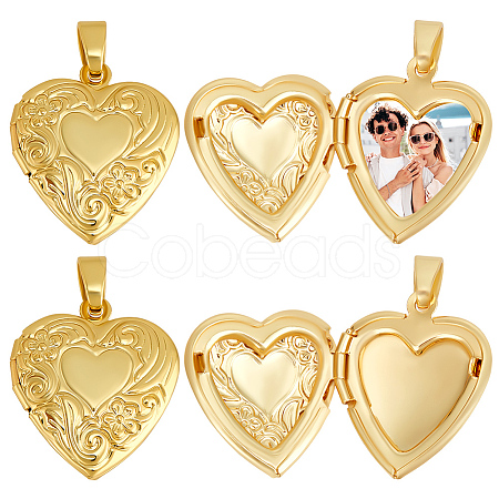 6Pcs Brass Locket Pendants KK-BBC0015-52-1