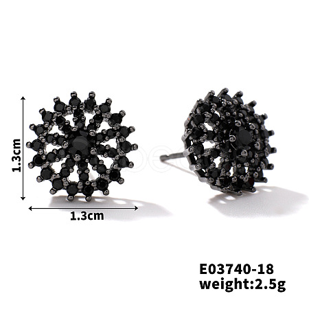 Chic Brass Cubic Zirconia Stud Earrings ZD1304-10-1
