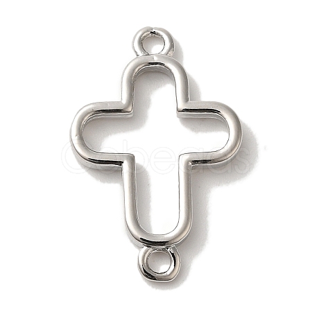 Rack Plating Brass Cross Outline Connector Charms Links KK-U027-05P-1