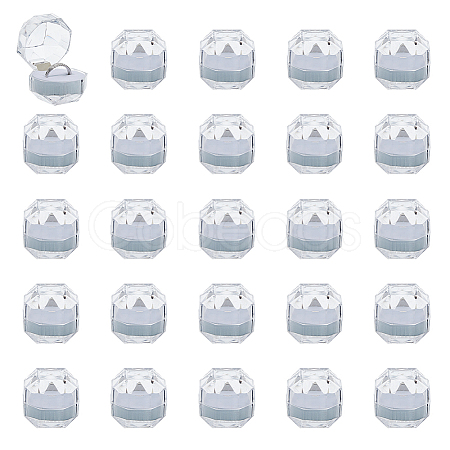 50Pcs Octagonal Transparent Plastic Ring Boxes OBOX-DC0001-02A-1