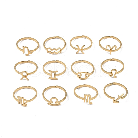 12Pcs 304 Stainless Steel Adjustable Finger Ring RJEW-L115-01G-M-1