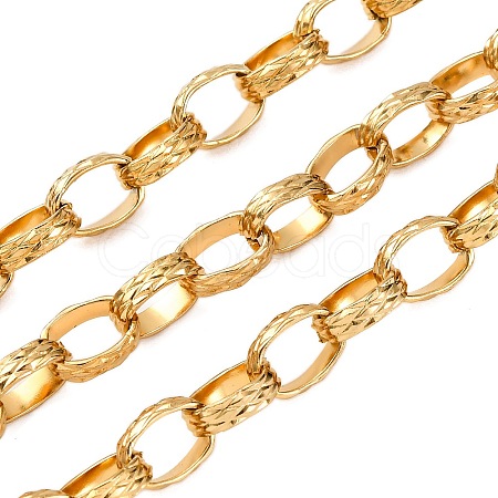304 Stainless Steel Textured Rolo Chains STAS-P386-08G-1
