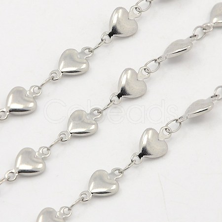 Tarnish Resistant 3.28 Feet 304 Stainless Steel Heart Chains X-CHS-K001-53-5.5mm-1