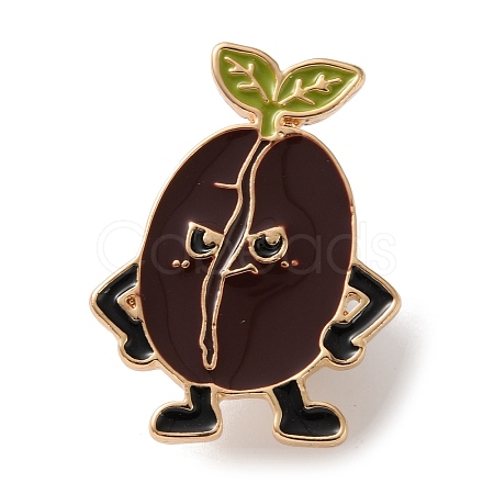 Angry Coffee Bean Enamel Brooches AL-I003-03G-03-1