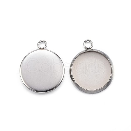 Tarnish Resistant 304 Stainless Steel Pendant Cabochon Settings STAS-F143-18P-1