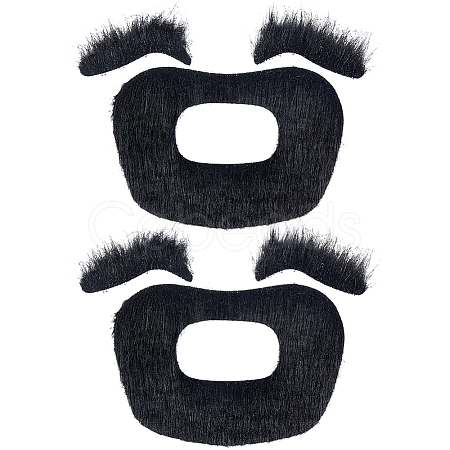 Plush Fiber Self-adhesive Artificial 2 Pairs Eyebrow & 2Pcs Mustaches DIY-GF0011-79-1