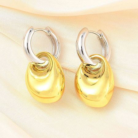 Nuggets Brass Hoop Earrings for Women EJEW-U057-06B-03GP-1