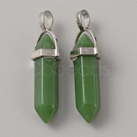 Natural Green Aventurine Double Terminal Pointed Pendants G-WH0016-37D-1