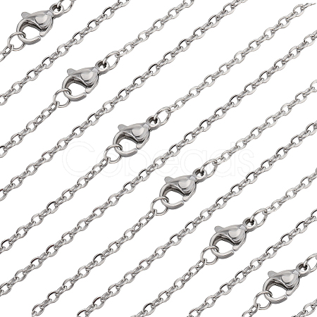 30Pcs 304 Stainless Steel Flat Cable Chain Necklaces Set STAS-BBC0005-02-1