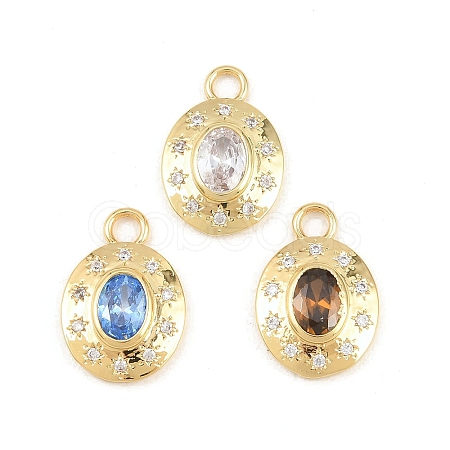 Brass Micro Pave Cubic Zirconia Pendants KK-Z151-16G-1