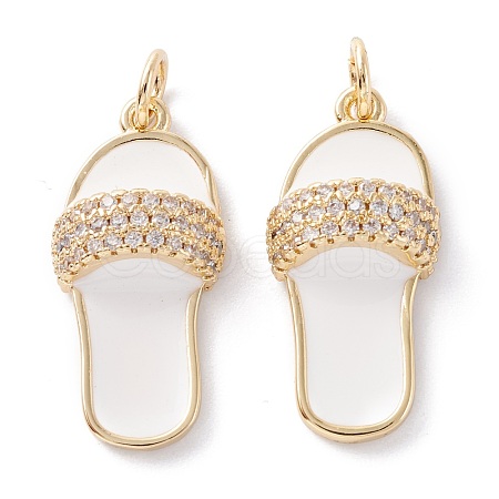 Brass Micro Pave Clear Cubic Zirconia Pendants ZIRC-A019-10G-1