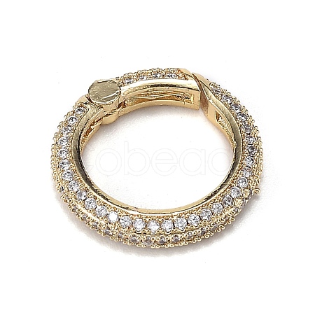 Brass Micro Pave Clear Cubic Zirconia Spring Gate Rings ZIRC-F120-007G-1