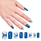 Nail Art Sets, with 24pcs Plastic Nail Tips, 24pcs Double Side Jelly Nail Glue , Steel Blue, 14.5~23x7~14mm, about 24pcs/set