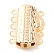 304 Stainless Steel Box Clasps, Multi-Strand Clasps, 5-Strands, 10-Holes, Rectangle with Flower, Golden, 19.5x14x3mm, Hole: 1.4mm