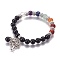 Chakra Jewelry, Natural Dyed & Heated Black Agate Bracelets, with Metal Tree Pendants, 50mm