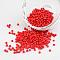 8/0 Opaque Colours Round Glass Seed Beads, Red, Size: about 3mm in diameter, hole:1mm, about 1101pcs/50g