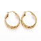 Ion Plating(IP) 304 Stainless Steel Triple Hoop Earrings, Dapped Oval, Golden, 36x30x9mm, Pin: 1.5x0.5mm