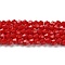 Opaque Solid Color Imitation Jade Glass Beads Strands, Faceted, Bicone, Red, 4x4mm, Hole: 0.8mm, about 82~85pcs/strand, 12.01~12.2 inch(30.5~31cm)