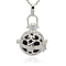 Silver Color Plated Brass Hollow Round Cage Pendants, with No Hole Spray Painted Brass Round Ball Beads, Black, 36x25x21mm, Hole: 3x8mm