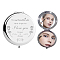 304 Stainless Steel Customization Mirror, Flat Round with Word, Rose Pattern, 7x6.5cm