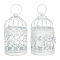 AHANDMAKER Metal Iron Birdcage Candle Holder, Perfect Home Party Decoration, White, 2pcs/set