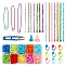 DIY Sweater Kits, with Plastic Knitting Needles & Knitting Needle Caps & Stitch Needle Clip, Aluminum Stitch Holder and Iron Scissors, Mixed Color, 200x30mm