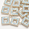 Alloy Pendants, with Sequins/ Paillettes, Rhombus, Golden, Hollow, Sky Blue, 26x22x2.5mm, Hole: 2mm